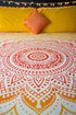 Ombre Mandala Bedspread with Pillow Covers, Indian Bohemian Tapestry Wall Hanging, Picnic Blanket or Hippie Beach Throw, Hippy Mandala Bedding for Bedroom Decor, Queen Size Sunset Hue Boho Tapestry