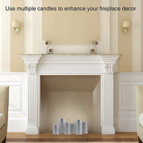 Lavish Home 80-FC1003 Flameless LED Powered Pillar Candles with Remote (Set of 3), Silver Metallic