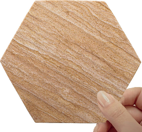 Marbco Sandstone Water Absorbent Hand Crafted Round Coasters for Drinks - 4 Inches Wide Thirsty Stone Bar, Drink Coasters- Made from Rainbow Sandstone