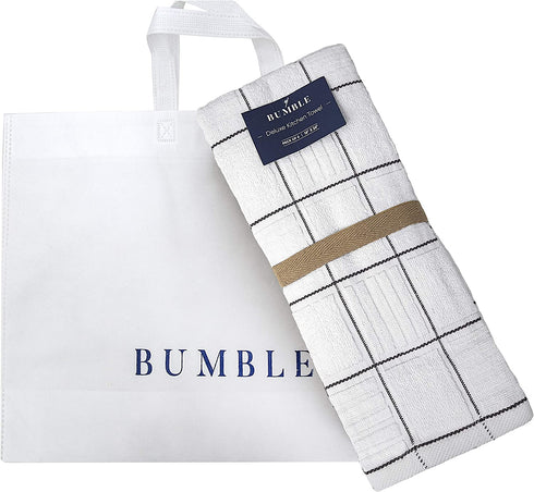 Pack of 6 Premium Kitchen Towels Set - Window Pane Design Kitchen Hand Towels - Large, 435 GSM, Ultra Absorbent - Dish Towels for Drying Dishes - Cotton Tea Towels - Kitchen Hand Towels - Grey