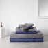 Amazon Basics 6-Piece Fade Resistant Bath, Hand and Washcloth Towel Set - Navy Blue/Dark Gray Pinstripes