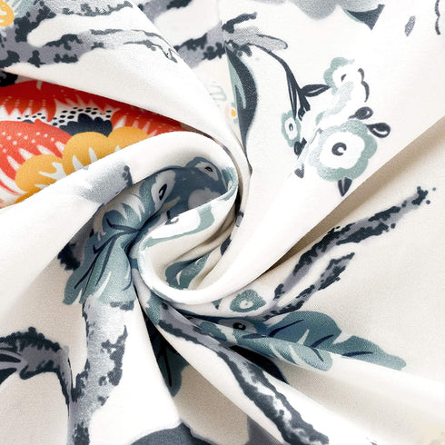 DriftAway Ada Botanical Print Lined Flower Leaf Thermal Insulated Window Valance Rod Pocket 52 Inch by 14 Inch Plus 1.75 Inch Header Ivory Orange Teal 1 Pack