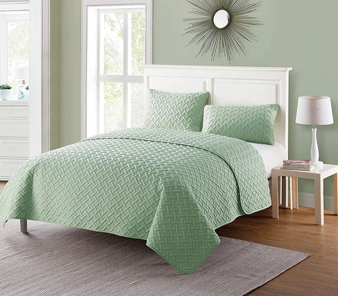 VCNY Home Nina Collection Quilt Set-Ultra-Soft Reversible Coverlet Bedding-Lightweight, Cool, and Breathable Bedspread, Machine Washable, King, Green