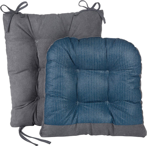 Klear Vu Non-Slip Gripper Twillo Overstuffed Rocking Chair Cushion Set, Seat 17" x 17" and Seatback 21" x 17", Bluestone