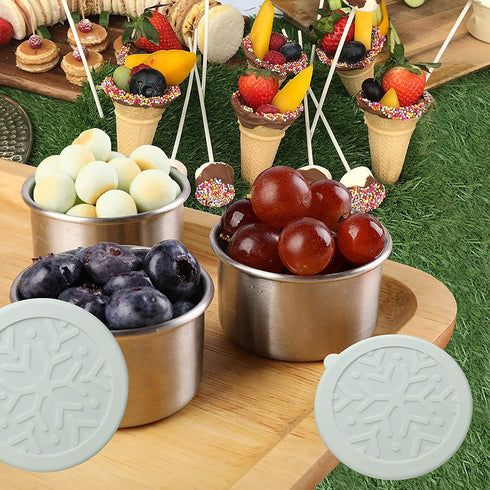 Stainless Steel Food Storage Containers - Dips Condiment Containers - Set of 3 - 7oz - Eco Friendly Lunch Containers - Silicone Lids - Portion Control - Reusable
