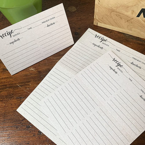 321Done Folding Recipe Cards (Set of 50) Folds to 3x5 from 6x5 - Rustic Kraft Tan Minimalist - Retro Vintage Luxury Double-Sided - Made in USA
