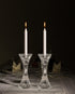 Round Base Crystal Candlesticks - 2 Pack Set - Pair of 5 Inch Pinched Fluted Cylinder Design Candle Holders - by Ner Mitzvah