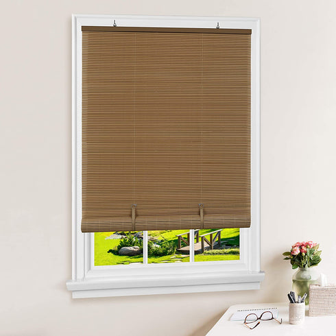 Achim Home Furnishings Vinyl Roll-Up Blind Cordless Solstice, 30" x 72", Woodtone
