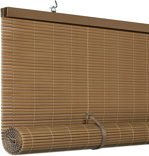 Achim Home Furnishings Vinyl Roll-Up Blind Cordless Solstice, 30" x 72", Woodtone