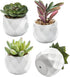 MyGift Miniature Artificial Succulents, Indoor Fake House Plants in Round White Geometric Ceramic Pots, Set of 4