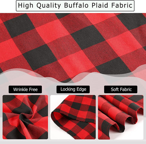 Plaid Tablecloth 56x120 Inch Black and Red Check Tablecloth Farmhouse Table Cover Spring Party Decor Holiday Table Decoration