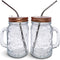 Home Suave - Mason Jar Mugs with Handle, Regular Mouth Colorful Lids with 2 Reusable Stainless Steel Straw, Set of 2 (Rose Gold), Kitchen GLASS 16 oz Jars,"Refreshing Ice Cold Drink" & Dishwasher Safe