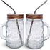 Home Suave - Mason Jar Mugs with Handle, Regular Mouth Colorful Lids with 2 Reusable Stainless Steel Straw, Set of 2 (Rose Gold), Kitchen GLASS 16 oz Jars,"Refreshing Ice Cold Drink" & Dishwasher Safe