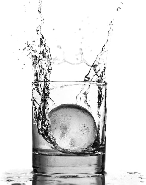 glacio Round Ice Cube Molds - Whiskey Ice Sphere Maker - Makes 2.5 Inch Ice Balls - 4 Pack