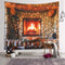 Sevendec Christmas Tapestry Wall Hanging Xmas Cobblestone Fireplace Wall Tapestry for Party Livingroom Bedroom Dorm Home Decor W90" x L71"