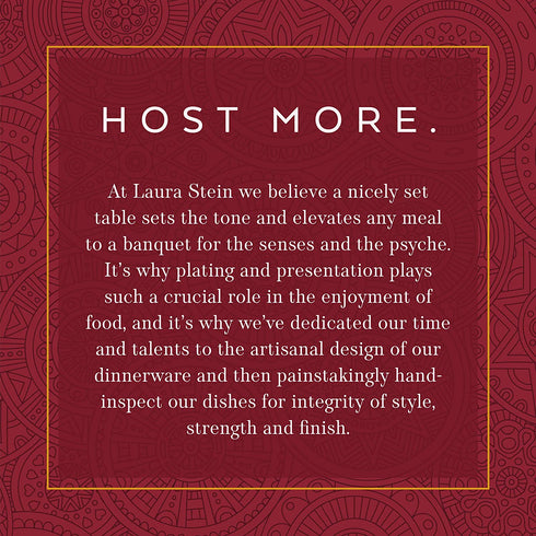 Laura Stein Designer Dinnerware Set | 32 Disposable Plastic Party Plates | Plates with Burgandy Rim & Gold Accents | Includes 16 x 10.75" Dinner Plates + 16 x 7.5? Salad Plates | Venetian