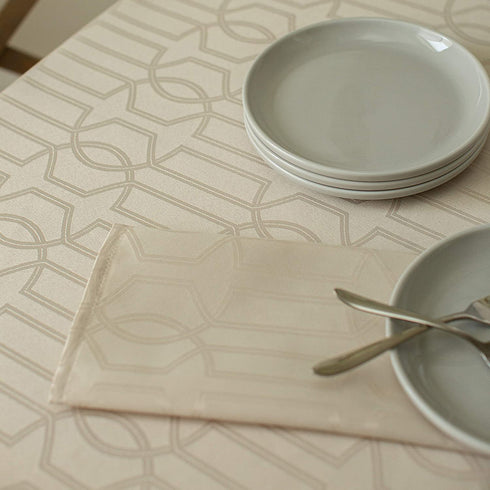 Benson Mills Orelle SPILLPROOF Jacquard Tablecloth, 60 in x 120 in, Cream