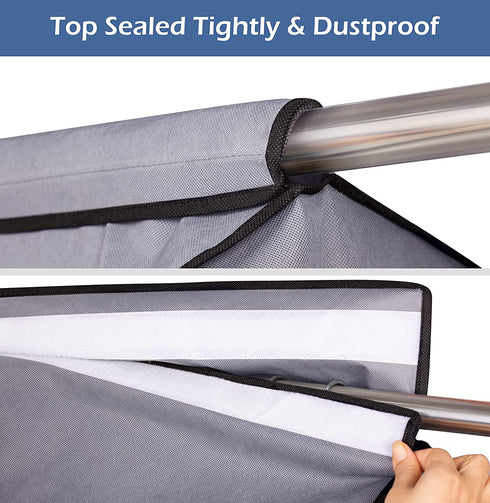 SLEEPING LAMB 54" Garment Bag Organizer Storage with Clear PVC Windows Well-Sealed Garment Rack Cover Hanging Closet Cover for Dresses Coats Jackets Closet Storage, Grey