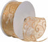 Morex Ribbon 7416.60/50-623 Swirl 2.5" X 50 YD Nylon Sheer Curling Wired Glitter Ribbon, Gold/Bronze, Holiday Ribbons for Crafts and Christmas Decorations, Indoor Christmas Ribbon for Gift Wrapping