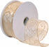 Morex Ribbon 7416.60/50-004 Swirl 2.5" X 50 YD Nylon Sheer Curling Wired Glitter Ribbon, Ivory/Gold, Holiday Ribbons for Crafts and Christmas Decorations, Indoor Christmas Ribbon for Gift Wrapping