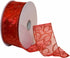 Morex Ribbon 7416.60/50-709 Swirl 2.5" X 50 YD Nylon Sheer Curling Wired Glitter Ribbon, Red, Holiday Ribbons for Crafts and Christmas Decorations, Indoor Christmas Ribbon for Gift Wrapping