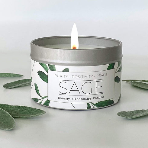 White Sage Smudge Candle for Cleansing House Negative Energy, Hand-Poured by USA Artisan, Perfect for Intention Setting, Meditation, Chakra Healing, Calm Anxiety, Spiritual Gift New Home Essential