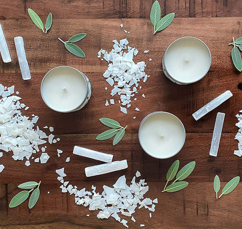 White Sage Smudge Candle for Cleansing House Negative Energy, Hand-Poured by USA Artisan, Perfect for Intention Setting, Meditation, Chakra Healing, Calm Anxiety, Spiritual Gift New Home Essential