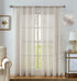 Central Park Linen Semi Sheer Curtain White GEO Cross Embroidery Panels Linen Texture Rod Pocket Window Treatment Drape Sets for Living and Bedroom Farmhouse 63 inches Long, 2 Panels, Linen