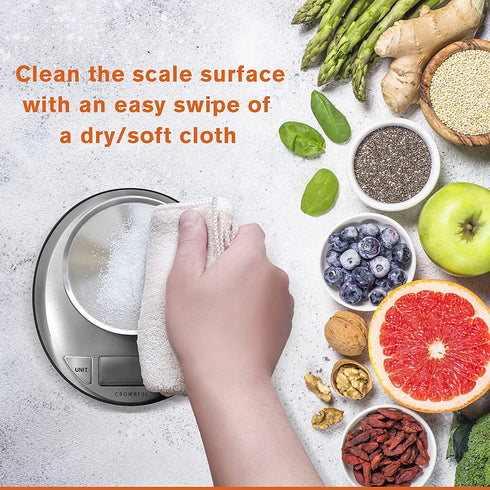 CROWNFUL Digital Food Scale with Bowl,11lb/5kg Kitchen Scales Digital Weight Grams and Ounces for Cooking and Baking,Kitchen Scale with Bowl (Batteries Included)