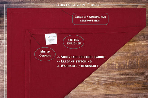 Ruvanti Kitchen Cloth Napkins 12 Pack 18 X 18 Inch Dinner Napkins Soft, Comfortable, Reusable Napkins, Durable Linen Napkins, Perfect Table Napkins, Burgundy Napkins for Dinners, Parties & Wedding.