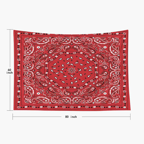 Pamime Home Decor Tapestry for Christmas Red Bandana Print Wall Tapestry Hanging Tapestries for Dorm Room Bedroom Living Room 80X60 Inches Tapestry,Red White 1