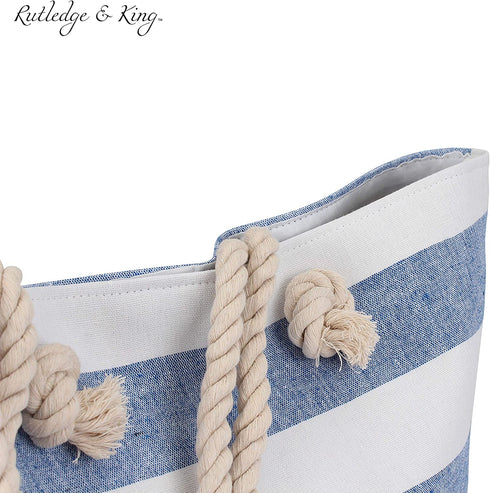 Tote Bag - Beach Bag - Beach Tote - Large Tote Bag with Rope Handles - Rutledge & King