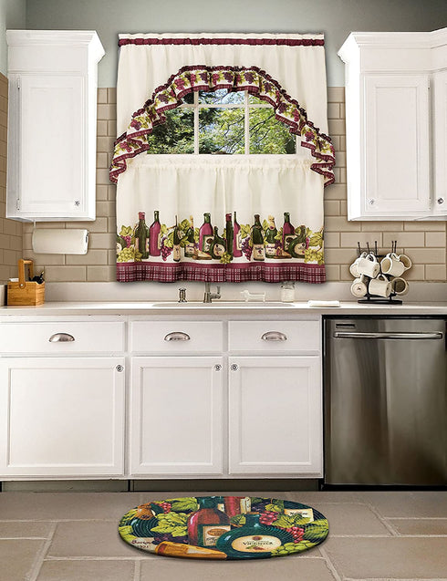 Achim Home Furnishings CYTS36BU06 Chardonnay Tier and Swag Set, 57" x 36", Burgundy , Red