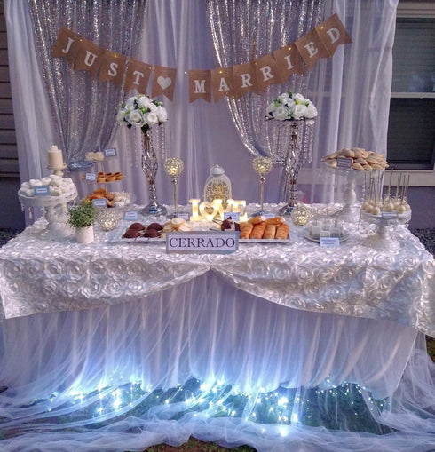 White Rosette Tablecloth 50 x 80 Inch Rectangle 3D Floral Table Cloth Table Cover for Birthday Party Table Decorations
