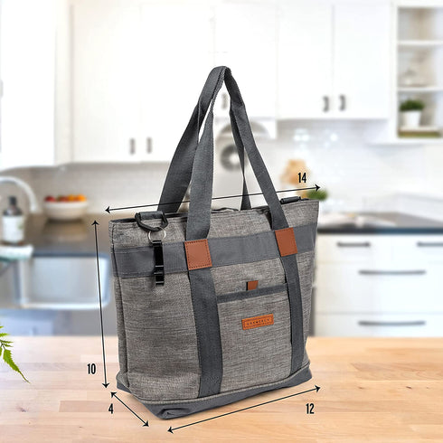 Insulated Cooler Bag Insulated Grocery Beach Thermal Tote Bag Reusable Grocery Bag (Grey, 5 Gallon)