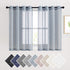 NICETOWN Linen Blend Semi Sheer Window Curtains W52 x L45, Silver Grommet Semitransparent Drapes Balance Light & Privacy for Living Room/Bedroom, 104" W Total 2 PCs, 45" L, Sea Mist