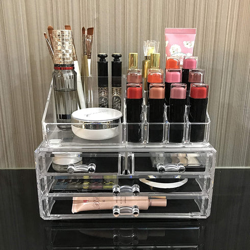 Ikee Design Clear Makeup Organizer Clear Cosmetic Storage Organizer, Makeup Organizer for Cosmetics, Jewelry, Hair Accessories, Cosmetic Display Case for Vanity, Bathroom Counter or Dresser
