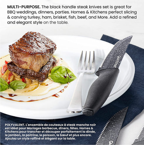 Granitestone Nutriblade 6-Piece Steak Knives with Comfortable Handles, Stainless Steel Serrated Blades Dishwasher-safe and Rust-proof Steak Knife For Home and Restaurant Use As Seen On TV