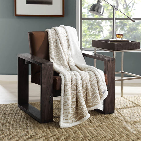 Eddie Bauer Ultra-Plush Collection Throw Blanket-Reversible Sherpa Fleece Cover, Soft & Cozy, Perfect for Bed or Couch, San Juan Oyster