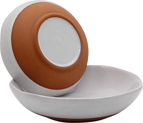 WANYA Set 2 White Ceramic Stoneware Hand-crafted Salad Bowl Set, Hand Made Porcelain, 5 Inch & 6 Inch Set of 2 (1 Pair)