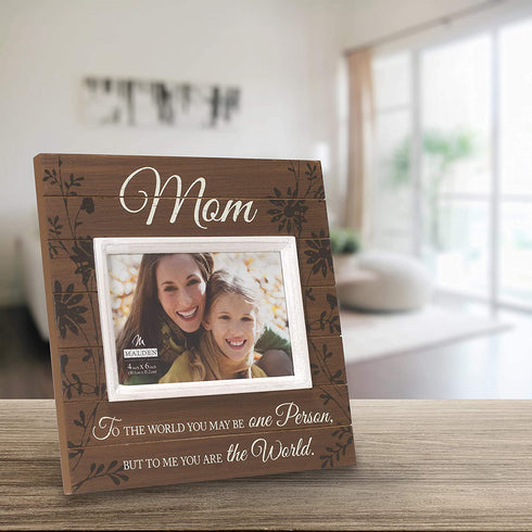 Malden International Designs Sun Washed Words Mom Walnut Distressed Picture Frame, 4x6, Walnut