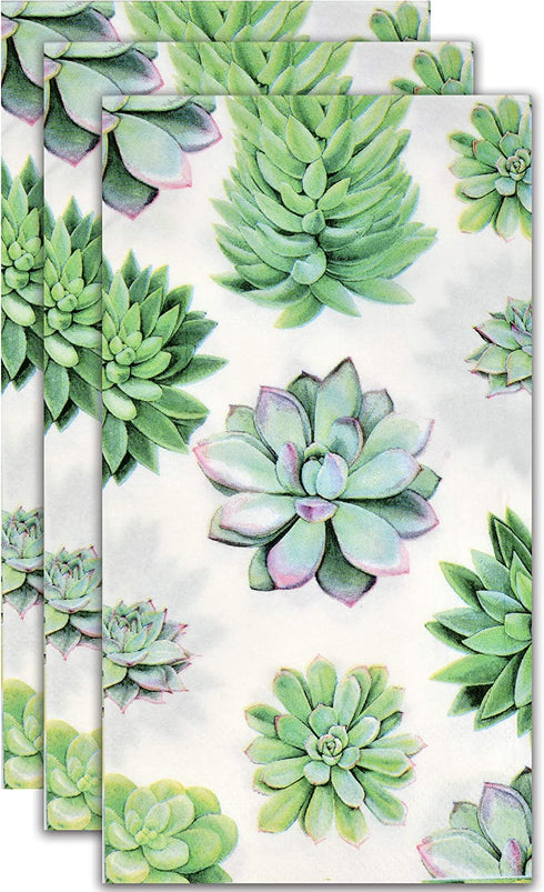 100 Cactus Guest Napkins 3 Ply Disposable Paper Succulent Flower Dinner Hand Napkin for Bathroom Powder Room Wedding Anniversary Holiday Birthday Spring Tea Party Bridal Baby Shower Decorative Towels