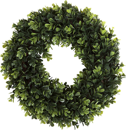 Boxwood Wreath, Artificial Wreath for the Front Door by Pure Garden, Home Décor, UV Resistant - 12 Inches