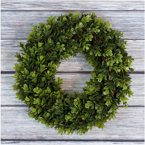 Boxwood Wreath, Artificial Wreath for the Front Door by Pure Garden, Home Décor, UV Resistant - 12 Inches