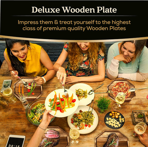 Wooden Tray For Food & Decor, Wooden Serving Board & Platter, Wood Serving Trays & Plates, 10™ x 10' Wood Tray & Serving Platters, Acacia Wood Plate Set of 2, Wood Charger Plates