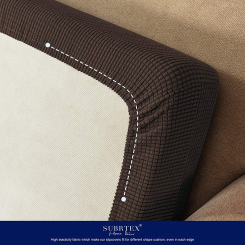 Subrtex Stretch Cushion Cover Couch Cushion Slipcover RV Seat Covers Chair Loveseat Sofa Cushion Protector Spandex Elastic Furniture Protector for Seat (Large,Chocolate)