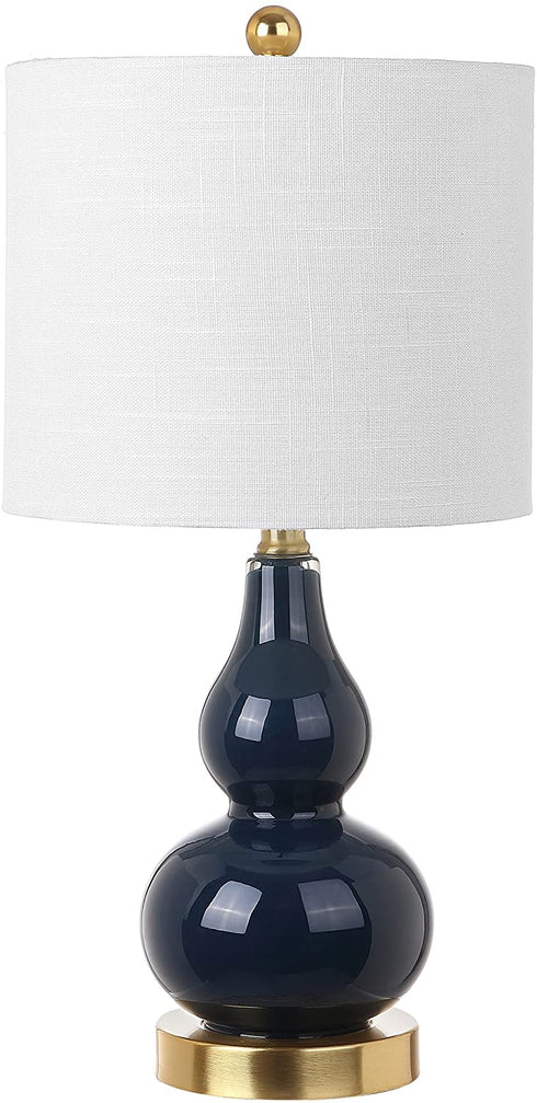 JONATHAN Y JYL1028F Anya 20.5" Mini Glass LED Lamp Transitional,Glam,Midcentury for Bedroom, Living Room, Office, College Dorm, Coffee Table, Bookcase, 1, Navy