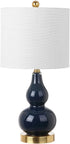 JONATHAN Y JYL1028F Anya 20.5" Mini Glass LED Lamp Transitional,Glam,Midcentury for Bedroom, Living Room, Office, College Dorm, Coffee Table, Bookcase, 1, Navy