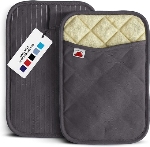 Big Red House Pot Holders for Kitchen Heat Resistant, Set of 2, Silicone Pot Holders for Kitchen and Baking, Gray