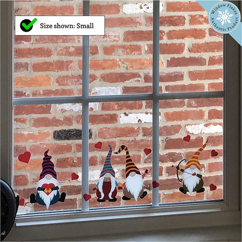 Valentines Day Decorations - Valentine Gnomes Variety Pack with Hearts Double Sided Window Cling - Reusable Valentine Window Clings Decor - Decal Sticker Decoration for Glass Door and Windows - Small